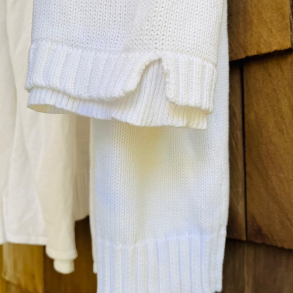 White 💯 Cotton Cardigan with Draped Detail on Front - Picture 6 of 10